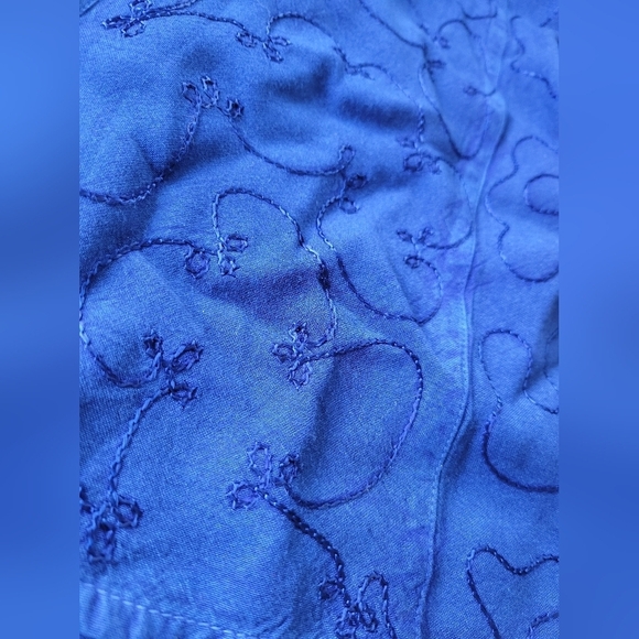 Vntg Just Cruising Embroidered Tunic Blouse in Blue Free Size - Picture 4 of 8